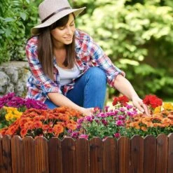 13 Ft. L X 12 In. H Rustic Pine Wood Garden Fence, No Fading Planter Fencing For Yard, Garden And Pathway, Brown -Dewalt Tools Shop brown ogetfuur garden fencing is6l 8i1 31 1000