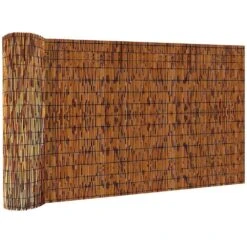 4 Ft. X 16 Ft. Polymer Brown Reed Fencing Rolls, High Roll Reed Screen For Balcony, Patio, Garden And Backyard
