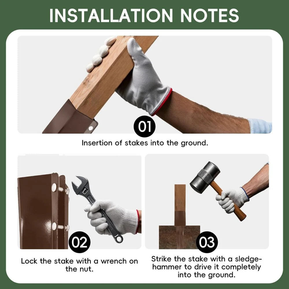 4 In. X 4 In. X 32 In. Metal Fencing Post Anchor For Patio Yard, Brown (4-Pack) 7 4 In. X 4 In. X 32 In. Metal Fencing Post Anchor For Patio Yard, Brown (4-Pack) - Image 5