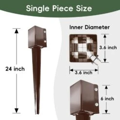 4 In. X 4 In. X 24 In. Metal Fencing Post Anchor For Patio Yard, Brown (4-Pack) -Dewalt Tools Shop brown t posts u posts 3l9k8a1o c3 1000