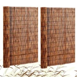 Natural Reed Fencing, 4 Ft. X 16.4 Ft., 2-Pack Reed Screen Curtain Balcony Reed Fence Roll Power Source