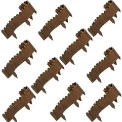 47in. X 5.9in. X 0.4 In. Brown Wood Garden Edging Fence Border Decorative Panels For Flower And Landscape Fencing, 10pcs