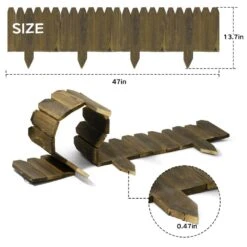 47in. X 9.8 In. X 0.4 In. Brown Wood Garden Edging Fence Border Decorative Panels For Flower And Landscape Fencing-10pcs -Dewalt Tools Shop brown wood edging jt00158 bl 4f 1000