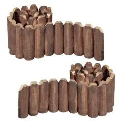47 In. X 7.8 In. X 1 In. Brown Wood Garden Edging, Fence Border Decorative Panels For Flower And Landscape Fencing-2pcs
