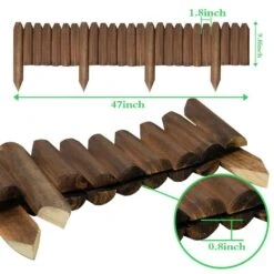 47 In. X 9.8 In. X 0.8in. Brown Wood Garden Edging, Fence Border Decorative Panels For Flower And Landscape Fencing-6pcs -Dewalt Tools Shop brown wood edging jt00165 bl 4f 1000