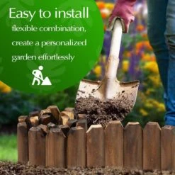 47 In. X 9.8 In. X 0.8in. Brown Wood Garden Edging, Fence Border Decorative Panels For Flower And Landscape Fencing-6pcs -Dewalt Tools Shop brown wood edging jt00165 bl 76 1000