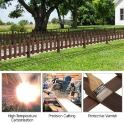 21.7 In. X 177.5 In. Brown Wood Edging, Garden Fence Edging Fencing Garden Yard Border Edging Panels Posts Flower Fences -Dewalt Tools Shop brown wood edging jt00344 bl 4f 1000