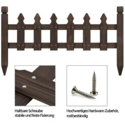 21.7 In. X 177.5 In. Brown Wood Edging, Garden Fence Edging Fencing Garden Yard Border Edging Panels Posts Flower Fences -Dewalt Tools Shop brown wood edging jt00344 bl 66 1000