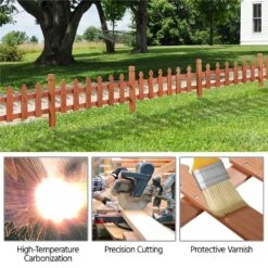 11.5 In. H X 35.5 In. W Rustic Wood Garden Fence Pricket Fencing Border Set Of 5 Products 13 11.5 In. H X 35.5 In. W Rustic Wood Garden Fence Pricket Fencing Border Set Of 5 Products -Dewalt Tools Shop brown yaheetech garden fencing dyrmj10001 44 1000
