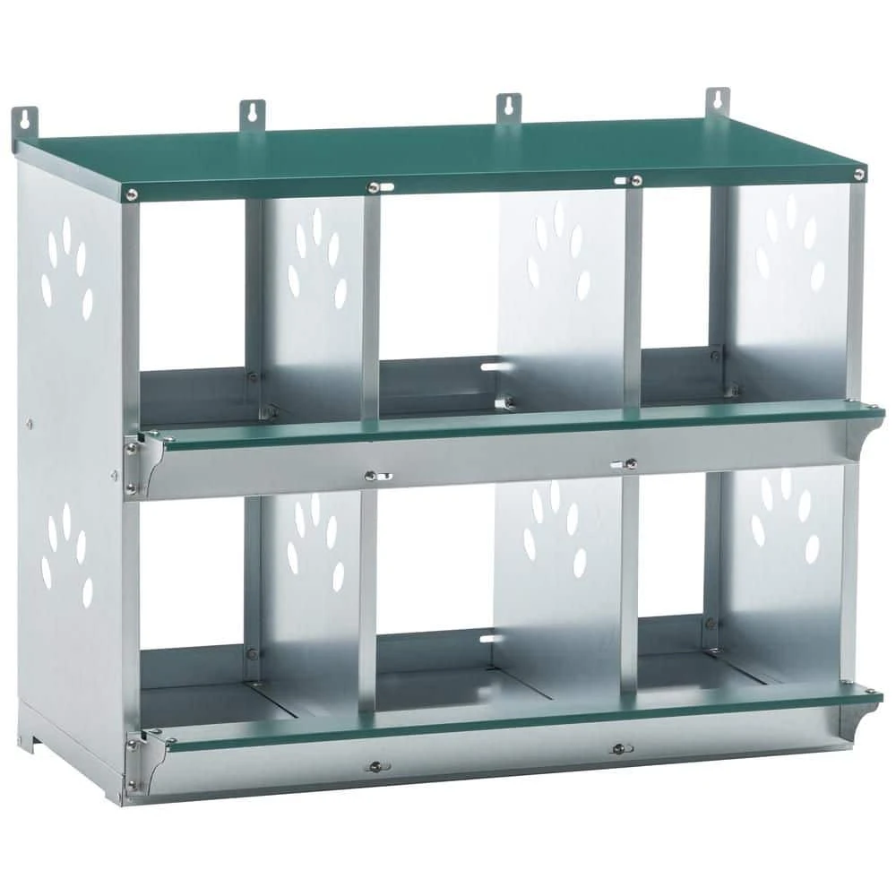 11 In. X 13 In. X 9.65 In. Green 6 Compartment Nesting Box Galvanized Steel Chicken Coops Poultry Fencing 3 11 In. X 13 In. X 9.65 In. Green 6 Compartment Nesting Box Galvanized Steel Chicken Coops Poultry Fencing