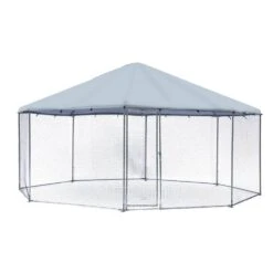 17.4 Ft. Large Metal Poultry Fencing Chicken Coops Hexagonal Steel Wire Dipped Plastic Mesh, Waterproof UV Resistant