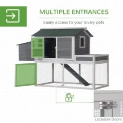 PawHut 63 In. Grey Wooden Chicken Coop 0.0003-Acre In-Ground With Raised Garden Bed, Poultry Fencing And Removable Tray 13 PawHut 63 In. Grey Wooden Chicken Coop 0.0003-Acre In-Ground With Raised Garden Bed, Poultry Fencing And Removable Tray -Dewalt Tools Shop chicken coops d51 007gy 44 1000