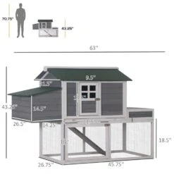 PawHut 63 In. Grey Wooden Chicken Coop 0.0003-Acre In-Ground With Raised Garden Bed, Poultry Fencing And Removable Tray 11 PawHut 63 In. Grey Wooden Chicken Coop 0.0003-Acre In-Ground With Raised Garden Bed, Poultry Fencing And Removable Tray -Dewalt Tools Shop chicken coops d51 007gy 4f 1000