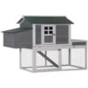 PawHut 63 In. Grey Wooden Chicken Coop 0.0003-Acre In-Ground With Raised Garden Bed, Poultry Fencing And Removable Tray -Dewalt Tools Shop chicken coops d51 007gy 64 1000