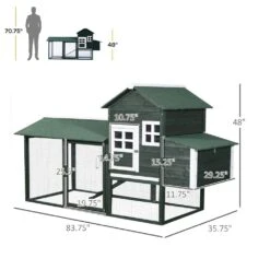 84 In. Green Wooden Chicken House 1/2000-Acre In-Ground Chicken Coop W/Covered Big Run, Poultry Fencing And Perches -Dewalt Tools Shop chicken coops d51 029 4f 1000