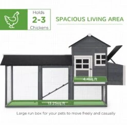 PawHut 84 In. Grey Wooden Chicken House 1/2000-Acre In-Ground Chicken Coop W/Covered Big Run, Poultry Fencing And Perches -Dewalt Tools Shop chicken coops d51 029gy 1f 1000