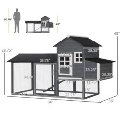 PawHut 84 In. Grey Wooden Chicken House 1/2000-Acre In-Ground Chicken Coop W/Covered Big Run, Poultry Fencing And Perches -Dewalt Tools Shop chicken coops d51 029gy 4f 1000