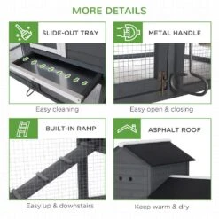 PawHut 84 In. Grey Wooden Chicken House 1/2000-Acre In-Ground Chicken Coop W/Covered Big Run, Poultry Fencing And Perches -Dewalt Tools Shop chicken coops d51 029gy 76 1000