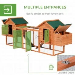 PawHut 124 In. Dual Large Wooden 0.00045-Acre In-Ground Chicken Coop, Poultry Fencing With Outdoor Ramps And Nesting Boxes -Dewalt Tools Shop chicken coops d51 081 44 1000