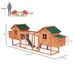 PawHut 124 In. Dual Large Wooden 0.00045-Acre In-Ground Chicken Coop, Poultry Fencing With Outdoor Ramps And Nesting Boxes -Dewalt Tools Shop chicken coops d51 081 4f 1000