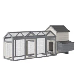 PawHut 100 In.Wooden 0.0007-Acre In-Ground Chicken House, Poultry Fencing, Backyard W/Double Run Nesting Box