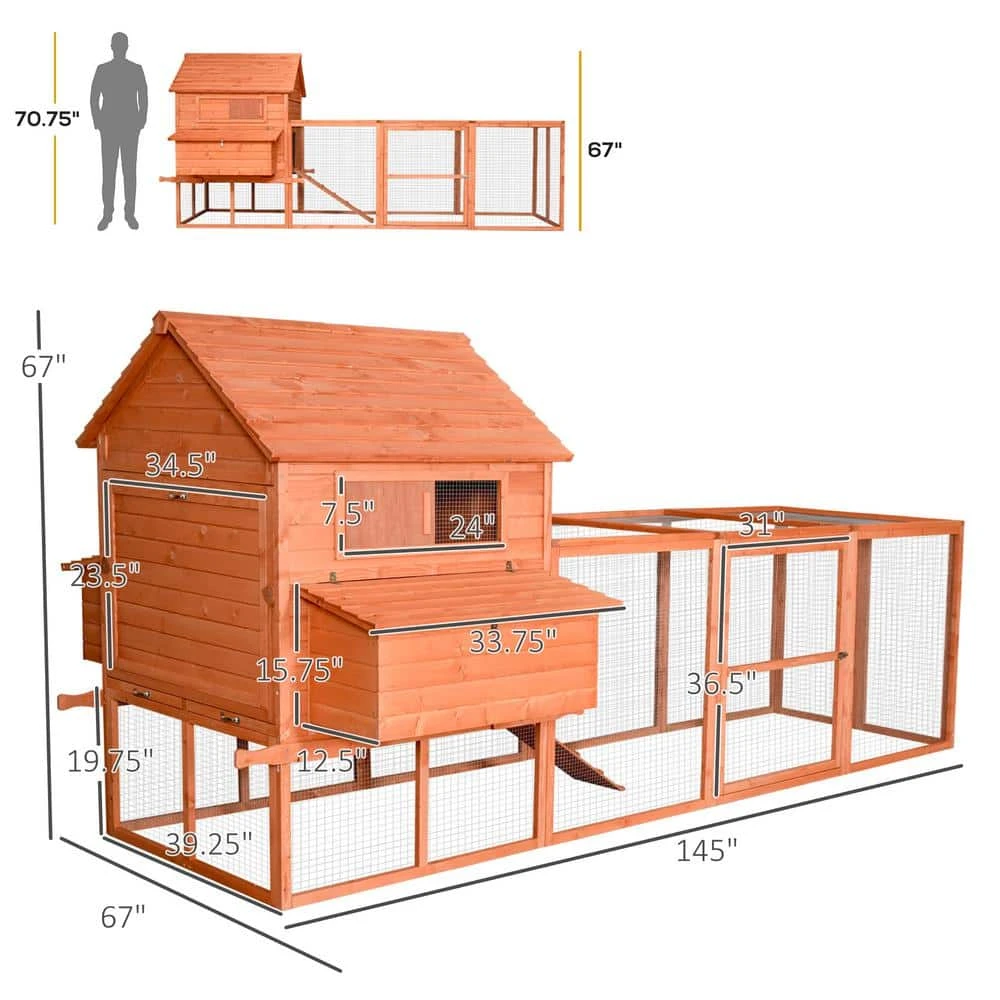 PawHut Pen Garden And Backyard 0.0016 -Acre In-Ground Rabbit Hutch Wooden Poultry Cage With Run, Poultry Fencing 5 PawHut Pen Garden And Backyard 0.0016 -Acre In-Ground Rabbit Hutch Wooden Poultry Cage With Run, Poultry Fencing - Image 3