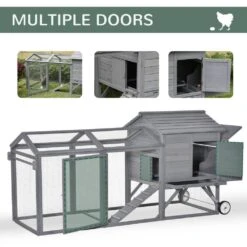 PawHut Wooden Grey 0.0005 -Acre In-Ground Chicken Fence Chicken Coop, Poultry Fencing With Wheels -Dewalt Tools Shop chicken coops d51 169 76 1000