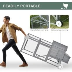 PawHut Wooden Grey 0.0005 -Acre In-Ground Chicken Fence Chicken Coop, Poultry Fencing With Wheels -Dewalt Tools Shop chicken coops d51 169 fa 1000