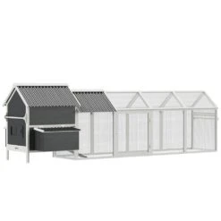 PawHut 162 In. Large Chicken Coop For 6-8 Chickens With Handle, Poltury Fencing