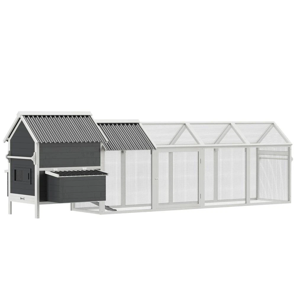 PawHut 162 In. Large Chicken Coop For 6-8 Chickens With Handle, Poltury Fencing 3 PawHut 162 In. Large Chicken Coop For 6-8 Chickens With Handle, Poltury Fencing