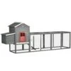PawHut 118 In. Extra Large Chicken Coop With Asphalt Roof, Poultry Fencing, Gray