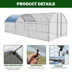Large Metal Chicken Coop 3-Support Steel Wire Impregnated Plastic Net Cage, Oxford Cloth Silver Plated Poultry Fencing -Dewalt Tools Shop chicken coops zx 133557 4f 1000
