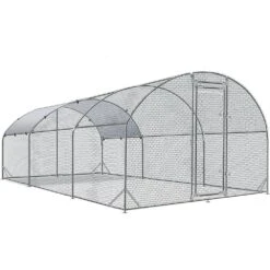 Large Metal Chicken Coop 3-Support Steel Wire Impregnated Plastic Net Cage, Oxford Cloth Silver Plated Poultry Fencing