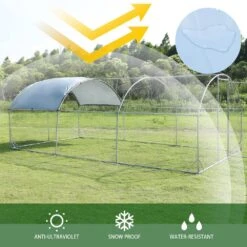 Large Metal Chicken Coop 3-Support Steel Wire Impregnated Plastic Net Cage, Oxford Cloth Silver Plated Poultry Fencing -Dewalt Tools Shop chicken coops zx 133557 66 1000