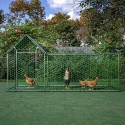 10 X 3 Ft. Metal Chicken Coop Run Backyard Hen House Poultry Habitat Cage With Cover Barbed Wire Fencing -Dewalt Tools Shop cisvio chicken coops d0102helwb8 44 1000