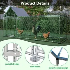 10 X 3 Ft. Metal Chicken Coop Run Backyard Hen House Poultry Habitat Cage With Cover Barbed Wire Fencing -Dewalt Tools Shop cisvio chicken coops d0102helwb8 fa 1000