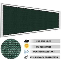 5 Ft. X 50 Ft. Privacy Screen Fence Heavy-Duty Protective Covering Mesh Fencing For Patio Lawn Garden Balcony Dark Green