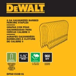 DeWALT 1.5 In. X 9-Gauge Galvanized Barbed Paper Tape Fencing Staples 2 Boxes (960 Per Box) -Dewalt Tools Shop dewalt pneumatic staples dfs9150b1gx2 a0 1000