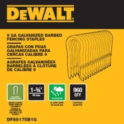 DeWALT 1.75 In. X 9-Gauge Galvanized Barbed Paper Tape Fencing Staples 2 Boxes (960 Per Box) -Dewalt Tools Shop dewalt pneumatic staples dfs9175b1gx2 a0 1000