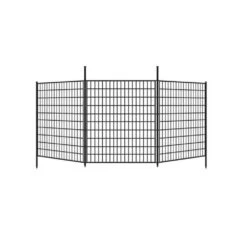 2.75 Ft. X 12 Ft. Metal Dog Fence Outdoor For Yard, Decorative Rustproof No Dig Animal Barrier Fencing, Black