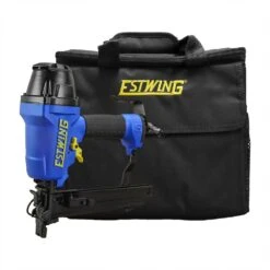 Estwing Pneumatic 16-Gauge 1 In. Fencing Stapler With Adjustable Metal Belt Hook, 1/4 In. NPT Industrial Swivel Fitting, And Bag