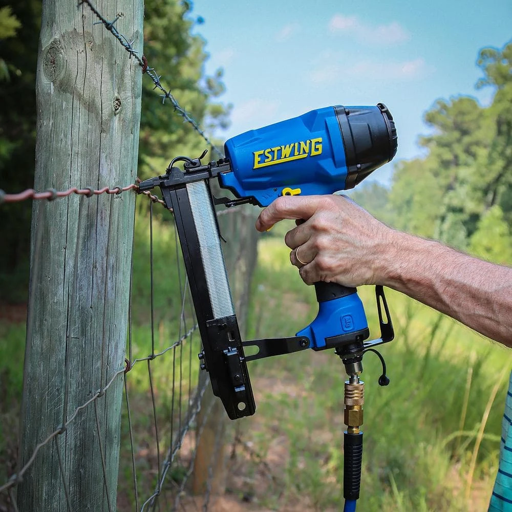 Estwing Pneumatic 16-Gauge 1 In. Fencing Stapler With Adjustable Metal Belt Hook, 1/4 In. NPT Industrial Swivel Fitting, And Bag 12 Estwing Pneumatic 16-Gauge 1 In. Fencing Stapler With Adjustable Metal Belt Hook, 1/4 In. NPT Industrial Swivel Fitting, And Bag - Image 10