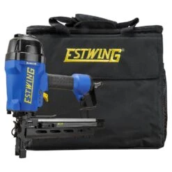 Estwing Pneumatic 9-Gauge 2 In. Fencing Stapler With Adjustable Metal Belt Hook, 1/4 In. NPT Industrial Swivel Fitting And Bag