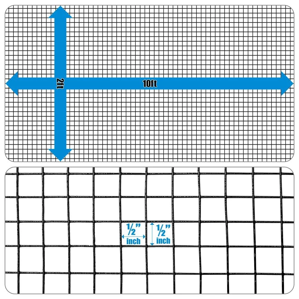 1/2 In. X 2 Ft. X 10 Ft. 19-Gauge Black Vinyl Coated Hardware Cloth, Multiple Use Welded Wire Fencing Roll 6 1/2 In. X 2 Ft. X 10 Ft. 19-Gauge Black Vinyl Coated Hardware Cloth, Multiple Use Welded Wire Fencing Roll - Image 4