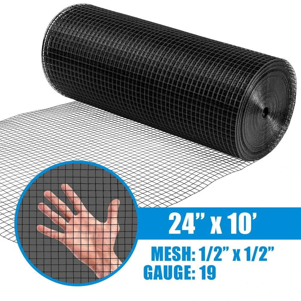 1/2 In. X 2 Ft. X 10 Ft. 19-Gauge Black Vinyl Coated Hardware Cloth, Multiple Use Welded Wire Fencing Roll 5 1/2 In. X 2 Ft. X 10 Ft. 19-Gauge Black Vinyl Coated Hardware Cloth, Multiple Use Welded Wire Fencing Roll - Image 3
