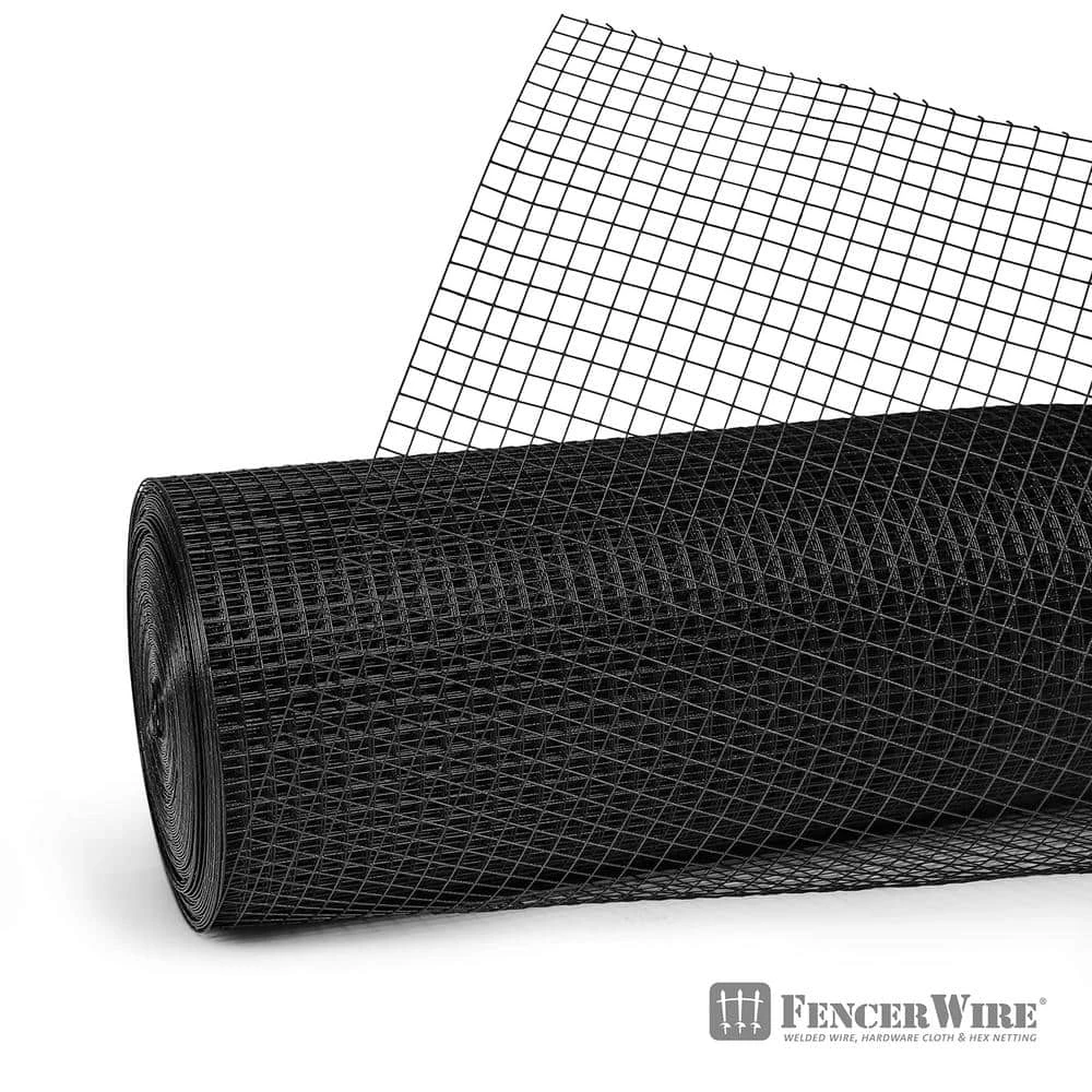 1/2 In. X 2 Ft. X 50 Ft. 19-Gauge Black Vinyl Coated Hardware Cloth, Multiple Use Welded Wire Fencing Roll 3 1/2 In. X 2 Ft. X 50 Ft. 19-Gauge Black Vinyl Coated Hardware Cloth, Multiple Use Welded Wire Fencing Roll