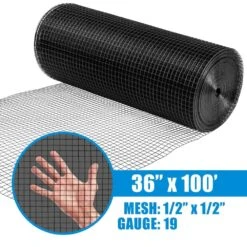 1/2 In. X 3 Ft. X 100 Ft. 19 Gauge Black Vinyl Coated Hardware Cloth, Multiple Use Welded Wire Fencing Roll -Dewalt Tools Shop fencer wire hardware cloth fencing cv19 b3x100mf12 40 1000