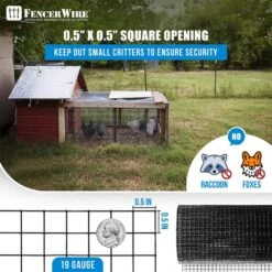 1/2 In. X 3 Ft. X 10 Ft. 19-Gauge Black Vinyl Coated Hardware Cloth, Multiple Use Welded Wire Fencing Roll -Dewalt Tools Shop fencer wire hardware cloth fencing cv19 b3x10mf12 c3 1000