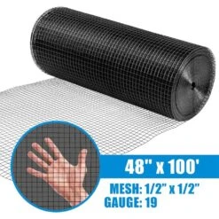 1/2 In. X 4 Ft. X 100 Ft. 19-Gauge Black Vinyl Coated Hardware Cloth Multiple Use Welded Wire Fencing Roll -Dewalt Tools Shop fencer wire hardware cloth fencing cv19 b4x100mf12 40 1000