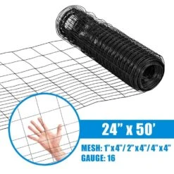 24 In. X 50 Ft. 16-Gauge Black PVC-Coated Rabbit Guard Fence, Poultry Fencing Wire Roll For Garden Yard Vegetable Plant -Dewalt Tools Shop fencer wire welded wire fencing wrv16 b2x50mv 40 1000